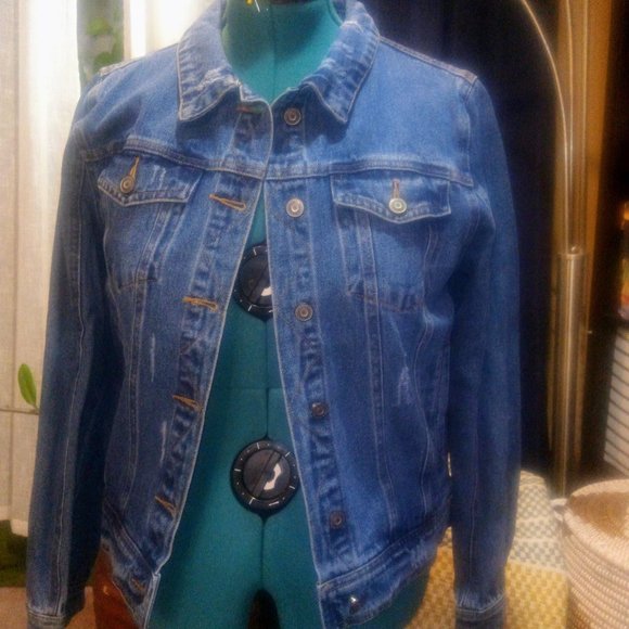 NWT Lunik Embroidered Denim Jacket Sz L - Picture 11 of 13